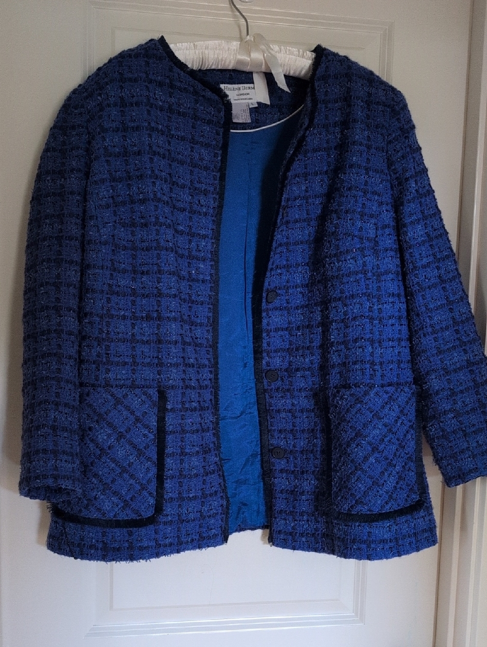 Helene Berman Jacket Blue Tweed With Shimmer Thread